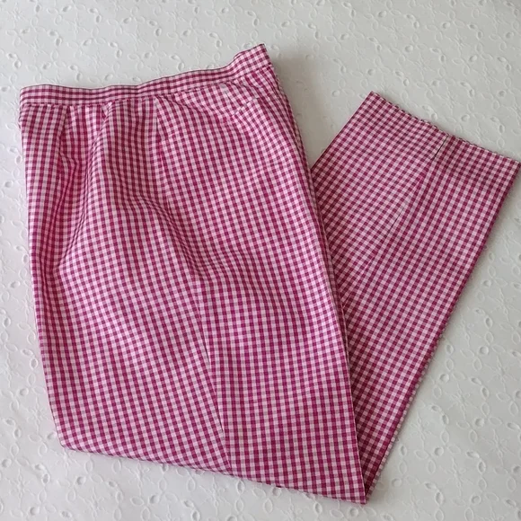 Talbots Petites Pure Silk Gingham Check Pants Size 4 - Picture 2 of 8